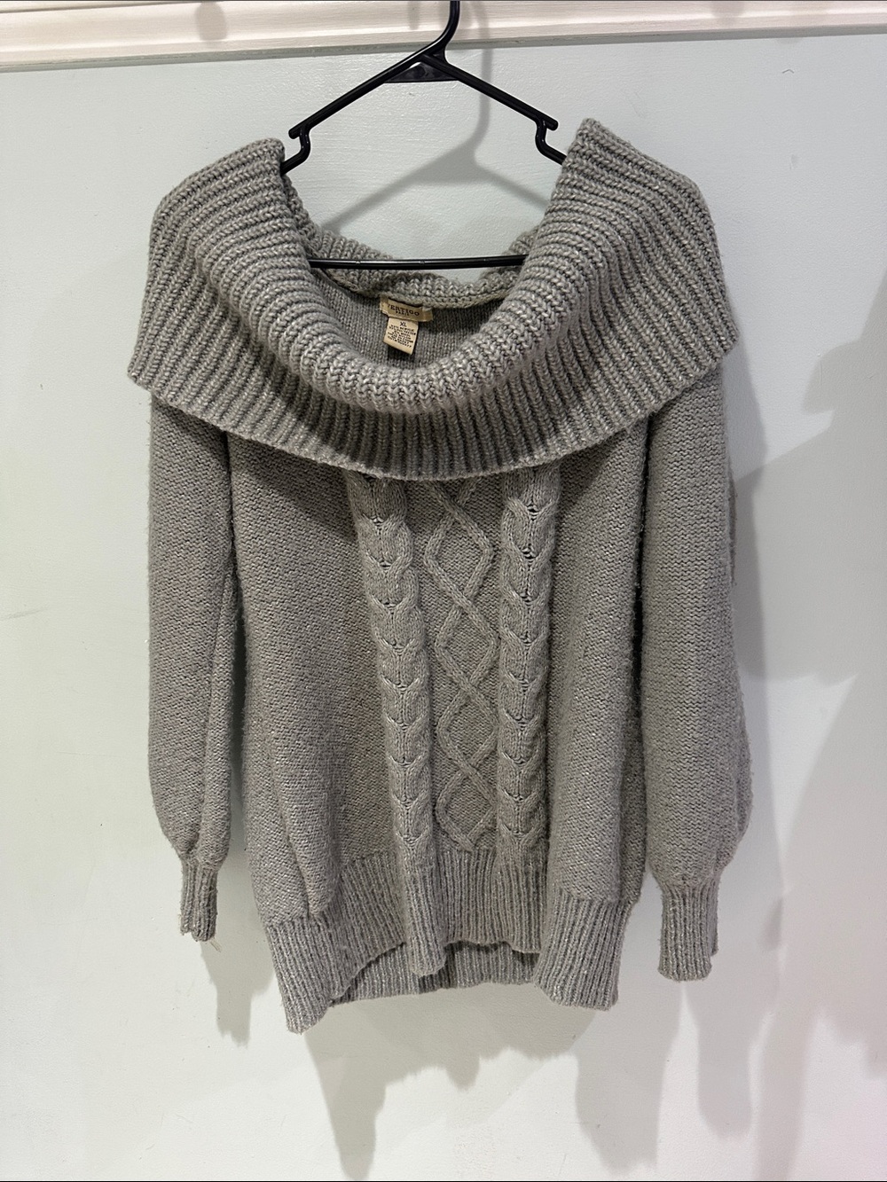 Vertigo Paris Gray Cable Cowl Neck Sweater